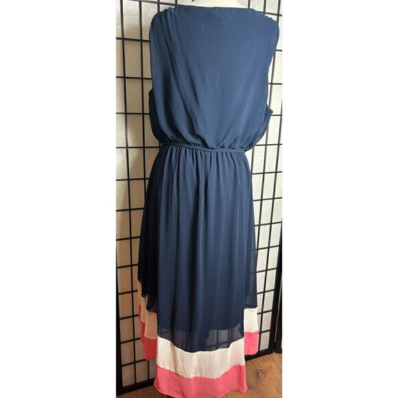 Paper Doll Navy Sleeveless Drape Front Dress - Picture 5 of 7